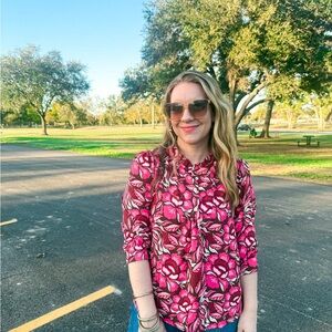 Mary Square Floral Pink Women's Top